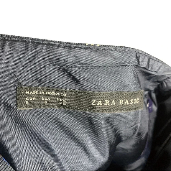 Zara Basics Flare Floral Print Navy Back Crossover Pleated Dress Size Small - Picture 11 of 11